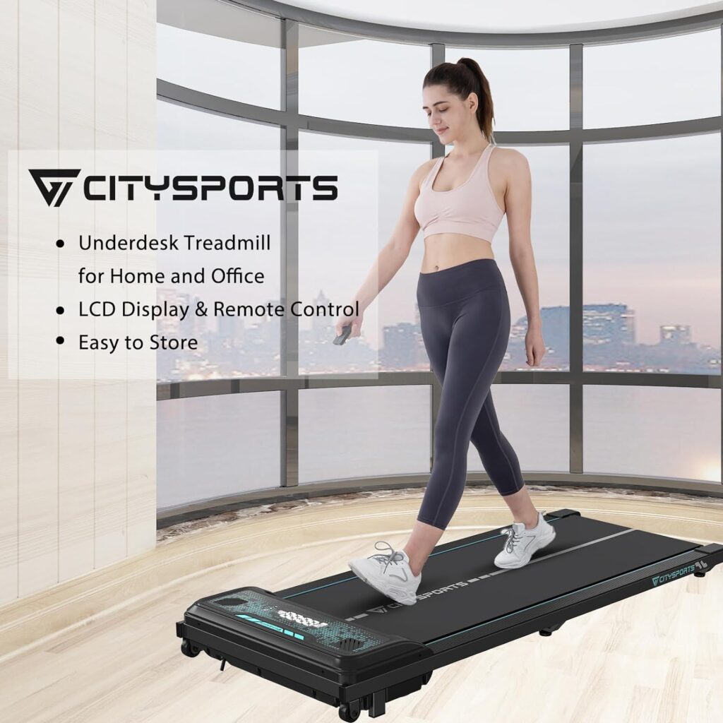 CITYSPORTS Treadmill Under Desk, Walking Pad Treadmill, Treadmill Ultra Slim  Portable for Home