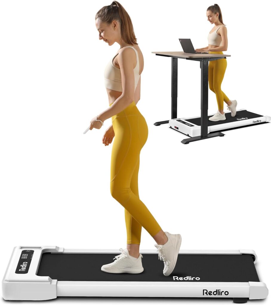 Redliro Walking Pad Treadmill Under Desk, Portable Mini Treadmill with Remote Control, Bluetooth, 265lbs Max Weight, Installation-Free Jogging Machine for Home/Office