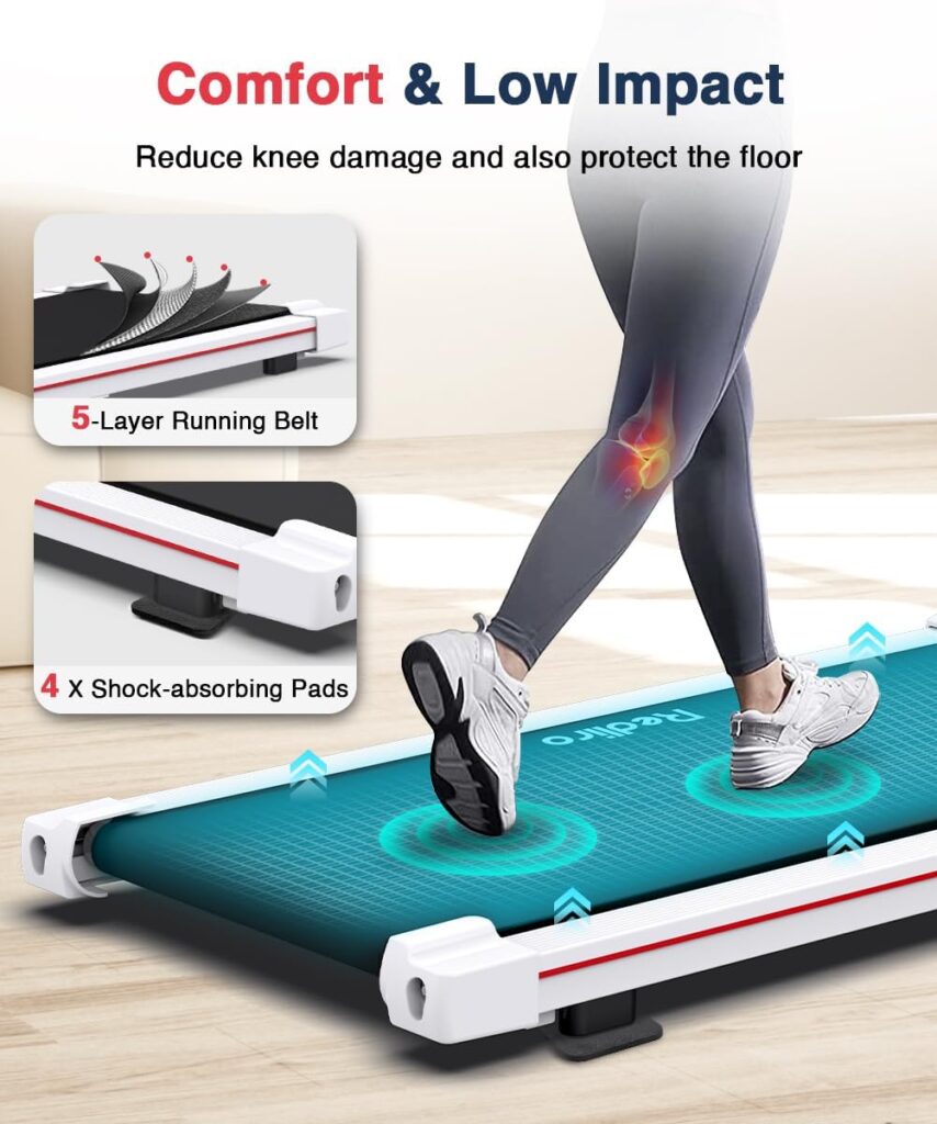 Redliro Walking Pad with Incline Under Desk Treadmill, Portable Compact Installation-Free Treadmills for Home Office with 265lbs Capacity, Small Jogging Machine with Remote Control