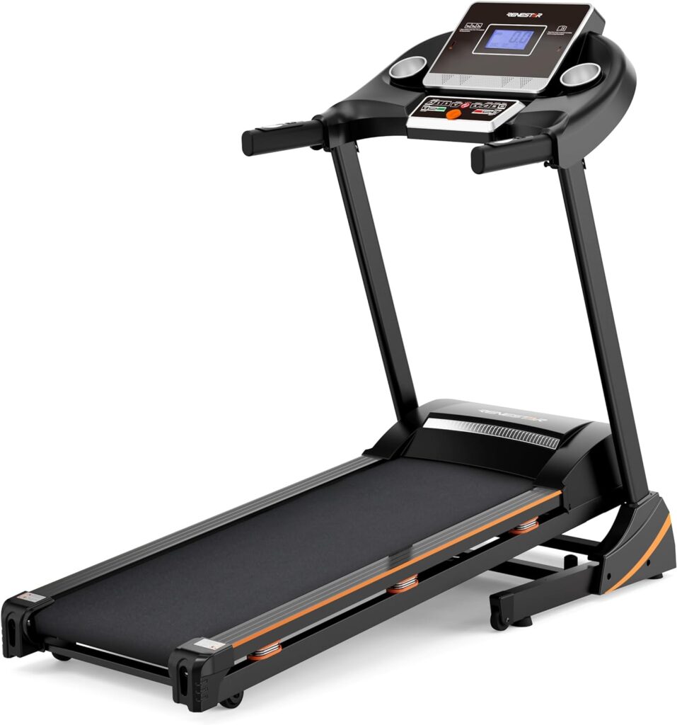 RENESTAR Treadmills for Home, Treadmill with 0-15% Auto Incline, 3HP Folding Treadmill for Running Walking with 280LBS Weight Capacity, Incline Treadmill Equipped with Bluetooth  Pulse Monitor