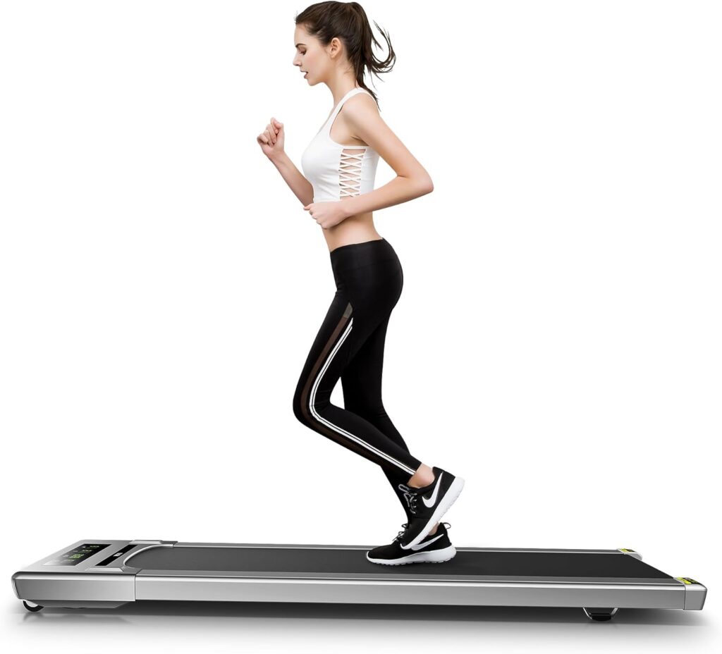 RHYTHM FUN Treadmill Under Desk Treadmill Folding Portable Walking Treadmill with Wide Tread Belt Super Slim Mini Quiet Slow Running Treadmill with Smart Remote and Workout App for Home and Office