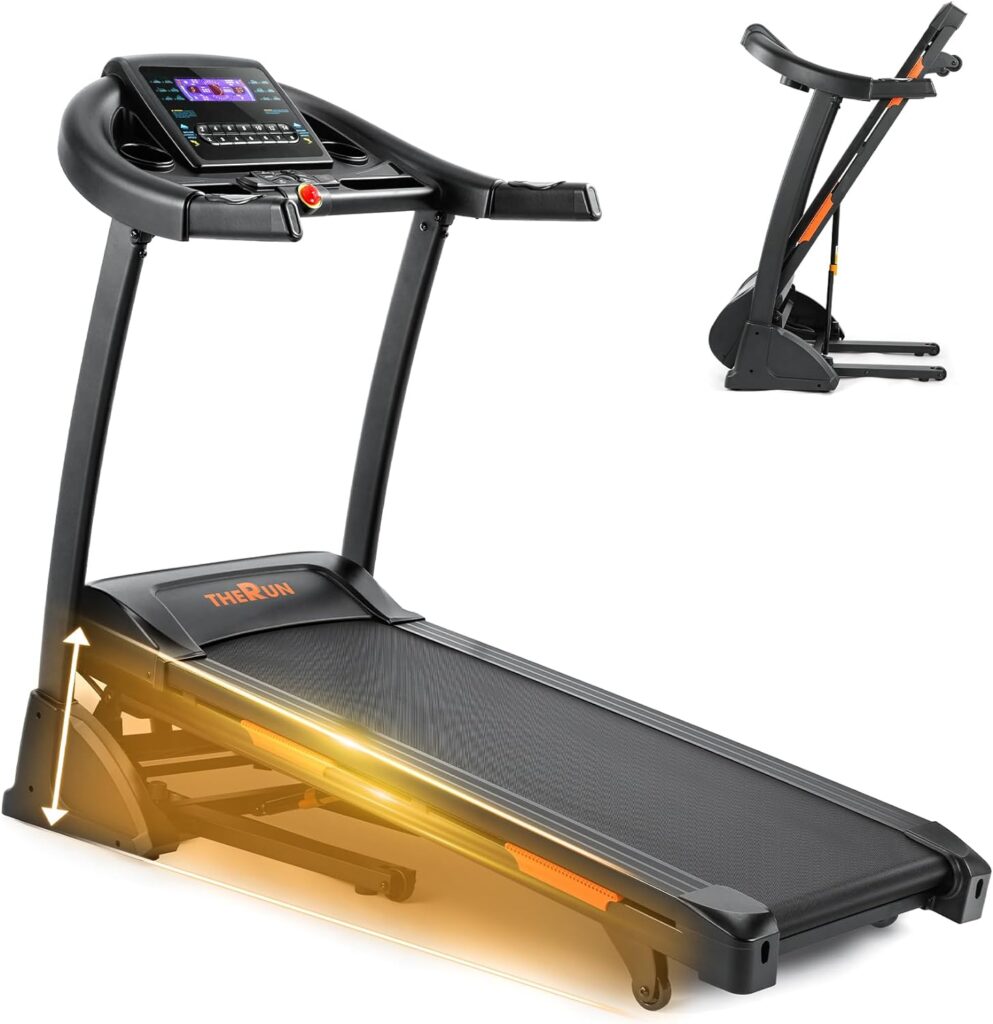 THERUN Incline Treadmill, Treadmill for Running and Walking, 300 lbs Weight Capacity Folding Treadmill with 0-15% Auto Incline, Wide Belt, 3.5HP, App, Heart Rate, Black