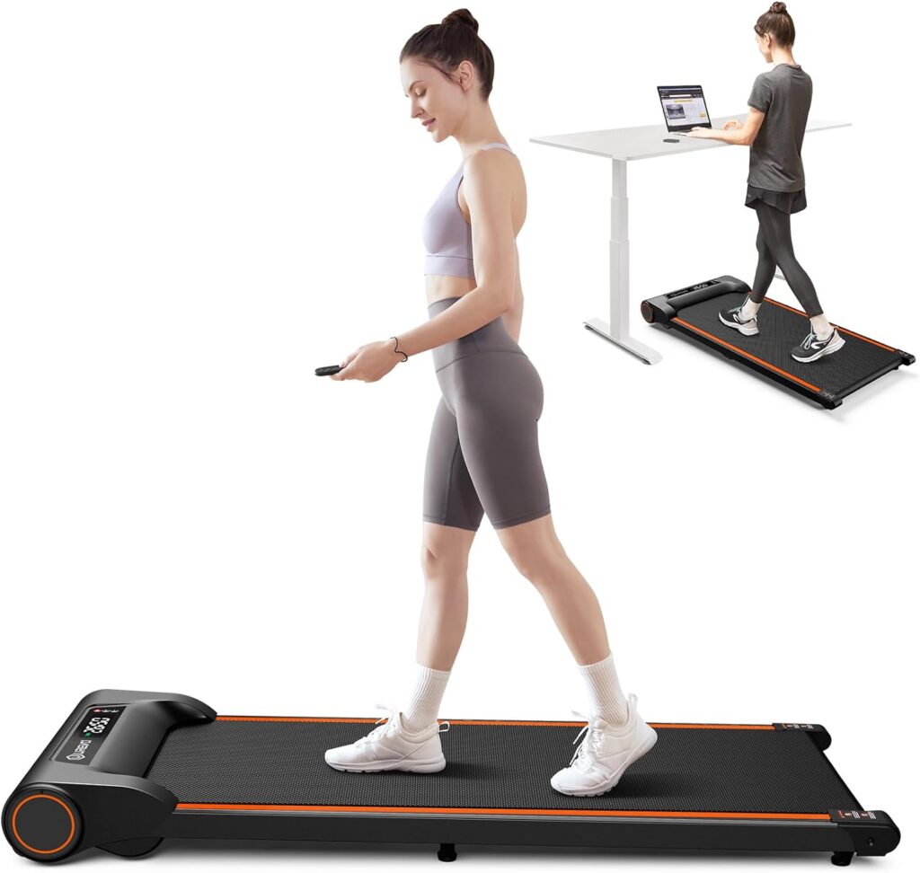 UREVO Under Desk Treadmill, Walking Pad for Home/Office, Portable Walking Treadmill 2.25HP, Walking Jogging Machine with 265 lbs Weight Capacity Remote Control LED Display