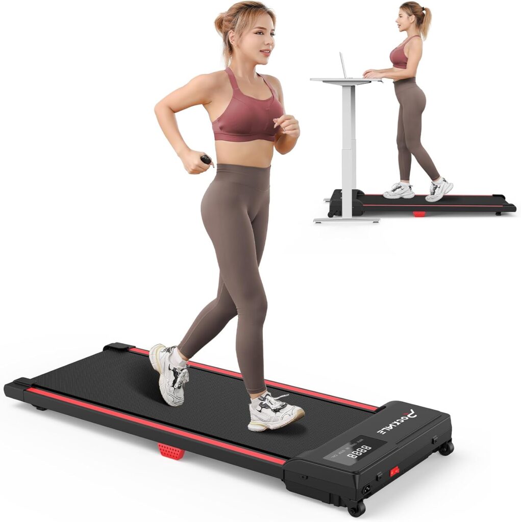 Walking Pad, Rockvale Under Desk Treadmill for Home Office, Portable Mini Treadmill with Remote Control, 2.5 HP Walking Jogging Machine in LED Display, 265 lbs Weight Capacity, Free Installation