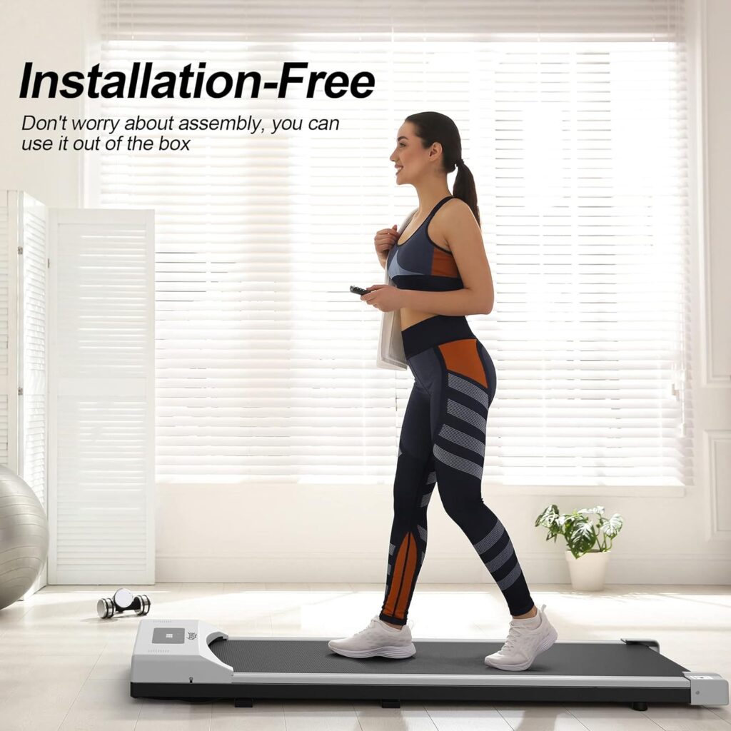 Walking Pad Treadmill, 2.5HP Under Desk Treadmill Portable, Desk Treadmill for Office Under Desk, Walking Treadmills Electric Quiet for Home/Apartment/Flat with Remote Control and LED Dispaly